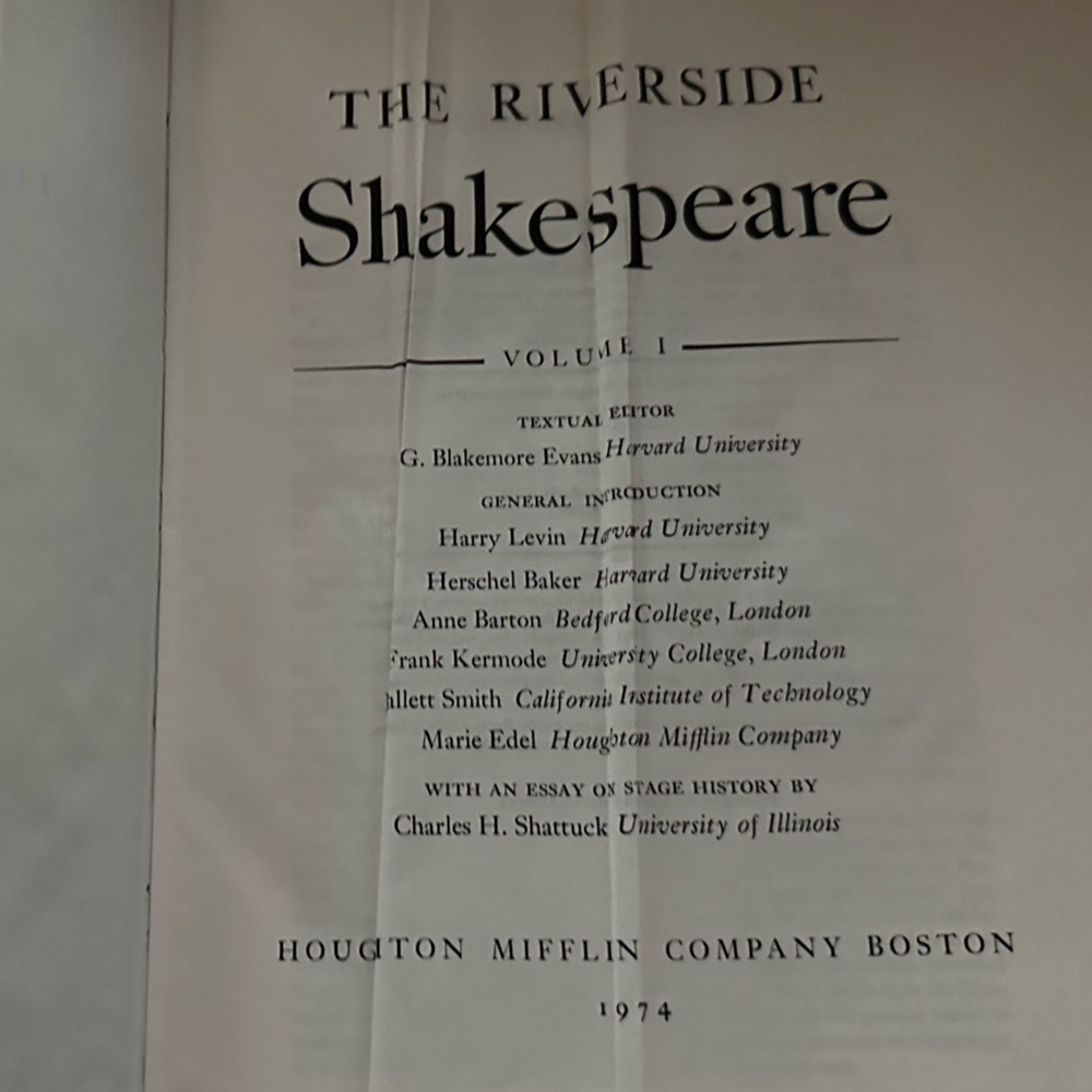 The Riverside Shakespeare Volume 1 First Printing 1974 Hardback VINTAGE BOOK. - Picture 5 of 16
